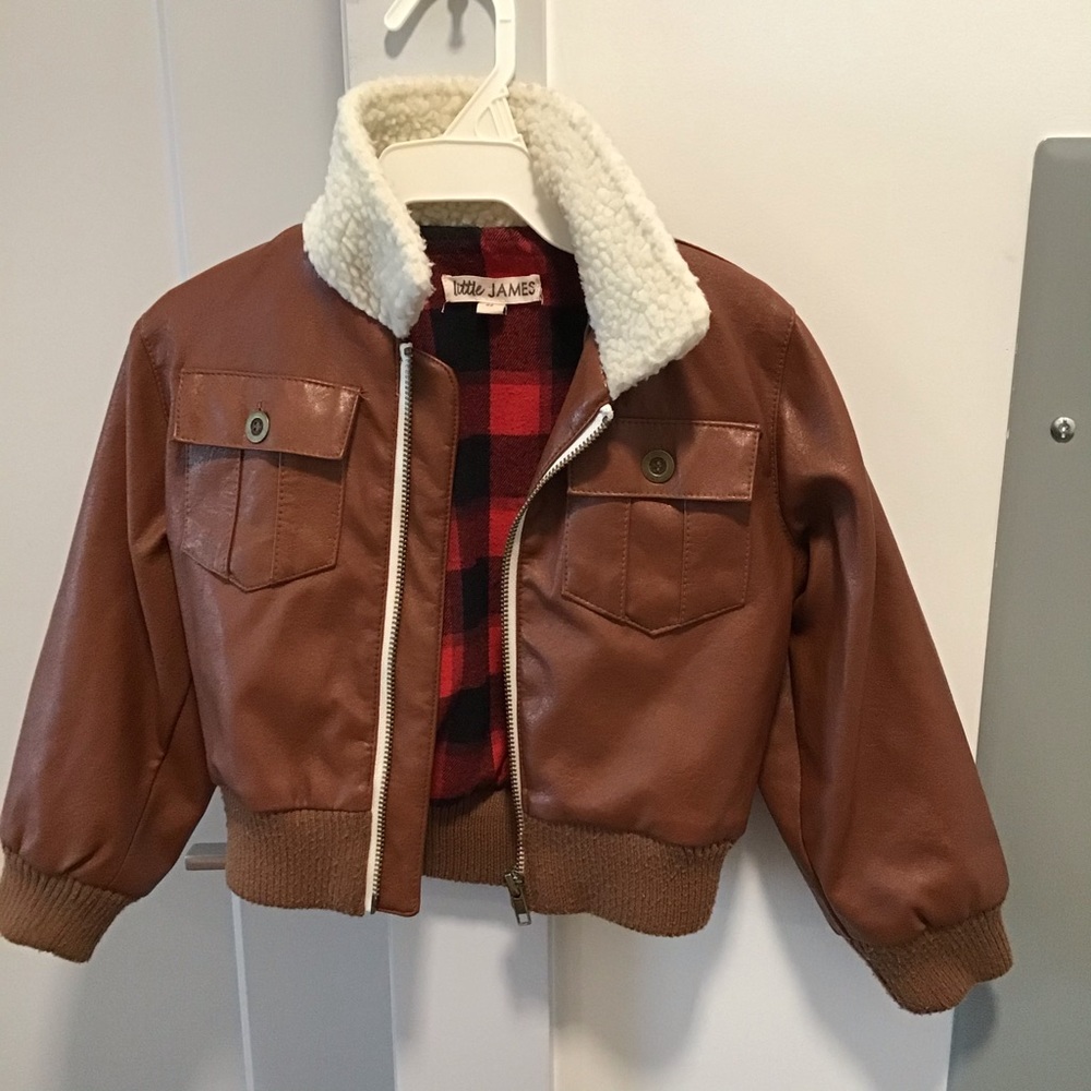 Little James Kids Faux Leather Lined Jacket Size 2-3 Offers welcome